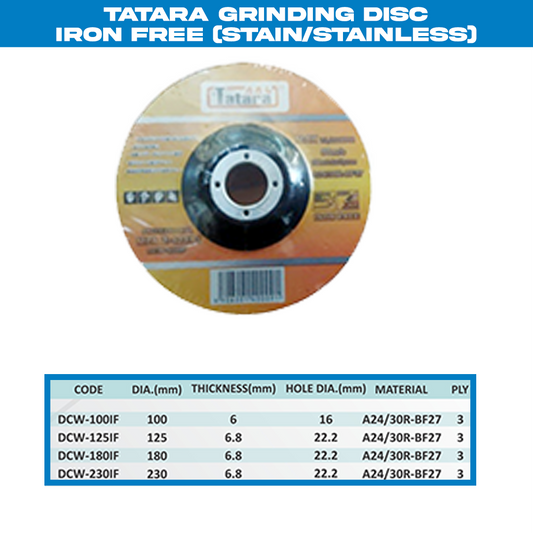 TATARA GRINDING DISC IRON FREE (STAIN/STAINLESS)