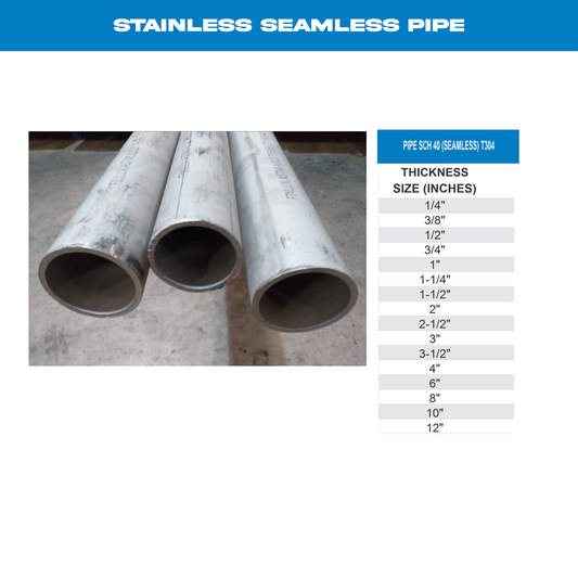 PIPE SCH 40 (SEAMLESS) T304)