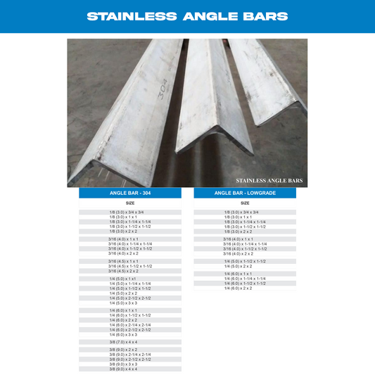 STAINLESS ANGLE BARS