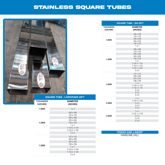 Stainless Square Tubes